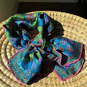 vintage vera neumann silk scarf with floral / botanical / snowflake design